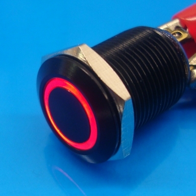 12mm Anti Vandal Momentary Red Ring Switch